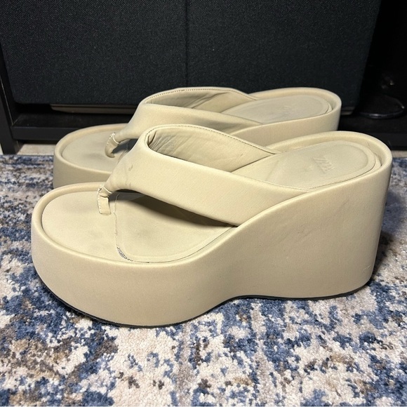 Zara Tan Platform Sandals Size 7.5 - Picture 2 of 11